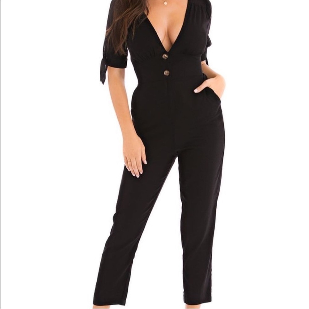 Miss Lola Re:Named Womens Short sleeve Black Pant Romper Jumpsuit Size Small NWT